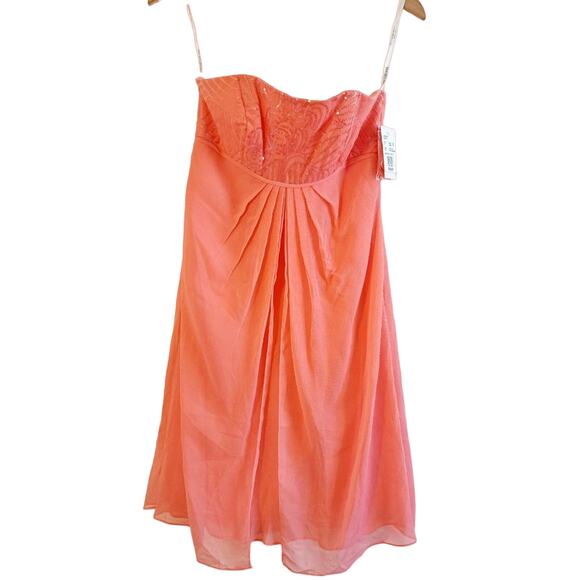 David's Bridal Sequin Strapless Chiffon Dress - Picture 3 of 9